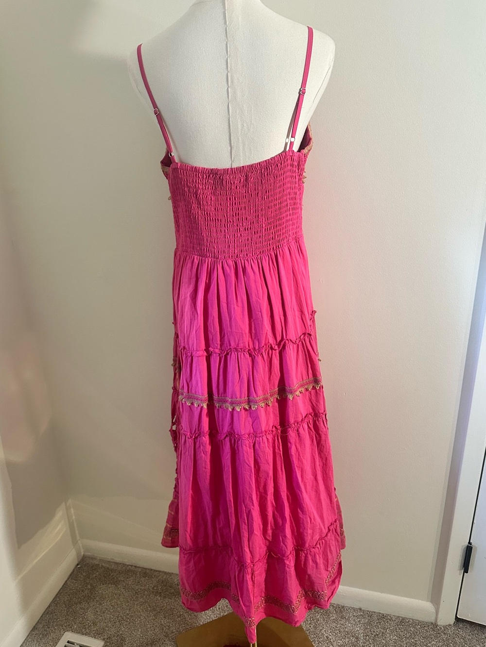 Farmers Market Fuchsia Embroidered Cotton Midi Dress | Size Large - Picture 7 of 10